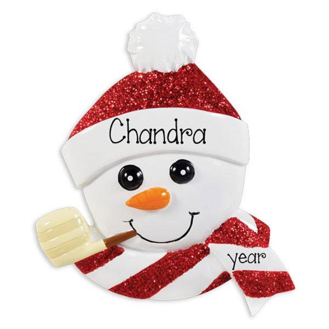 Personalized SNOWMAN With Corn Cob Pipe Ornamentchristmas Ornamentshand