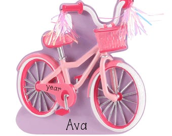 My First Bike Ornament, Pink Bicycle, Personalized Kids Gift