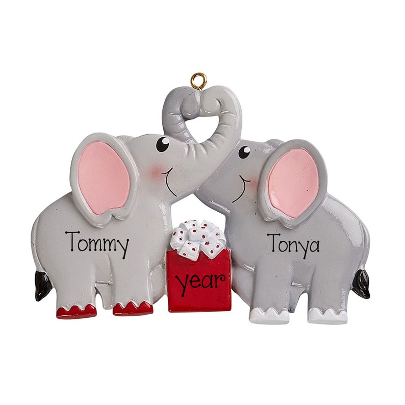 Elephant Personalized COUPLE OrnamentPersonalize Elephant Christmas OrnamentLoving elephant CouplePersonalize GiftSafari Animal Ornament Ornament Only
