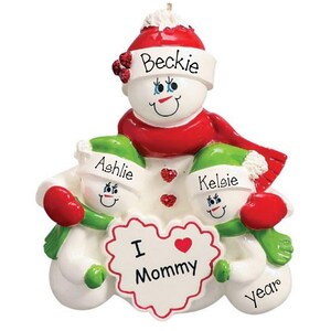 Personalized MOM with 1 KID Ornament ~ Single Mom Ornament ~ I Love mommy Personalized Christmas Ornament~Single Parent~Family Ornament