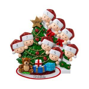 8 Grandkids Personalized CHRISTMAS TREE Ornament ~ Family of 8 ~ 8 Grandchildren ~ Hand Personalized Ornament ~ Family Ornament