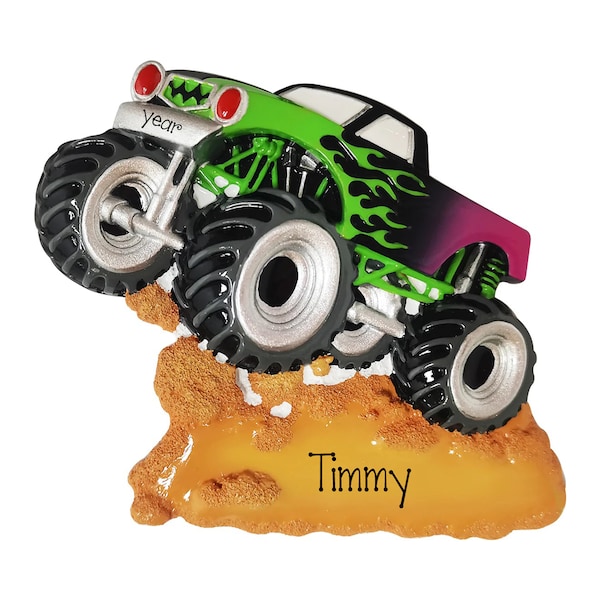 Personalized MONSTER TRUCK Ornament~Christmas Ornaments~Hand Personalized Ornament~Personalized Gifts~Ornament for boy~Monster Jam Ornament