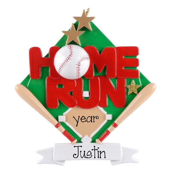 BASEBALL Personalized Christmas Ornament~Home Run Ornament~Baseball Player Ornament~Baseball Coach Gift~Personalized Gifts