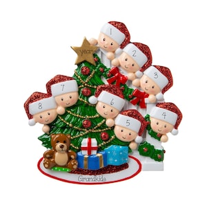 Personalized FAMILY of 8 Christmas Tree Ornament~8 GRANDKIDS Ornament~Christmas Ornaments~Hand Personalize~Family Ornament~Ornament