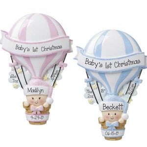 Personalized BABY Hot Air Balloon Ornament~Baby Girl Ornament~Baby Boy Ornament~Christmas Ornaments~Baby Ornament~Personalized baby Ornament