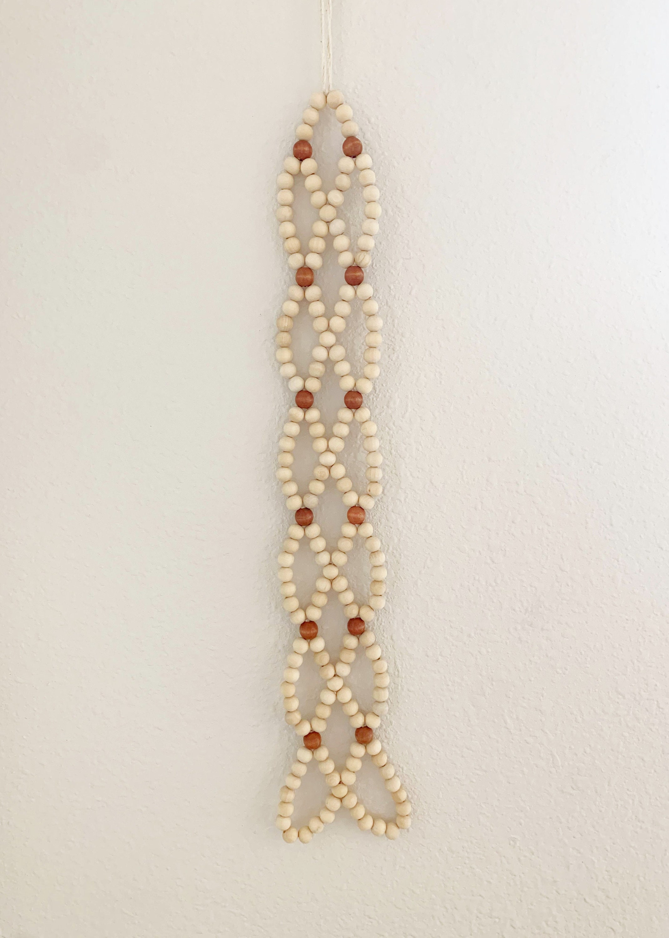 Boho Wreath With Wood Bead Wall Hanging Decor Wooden Bead Etsy