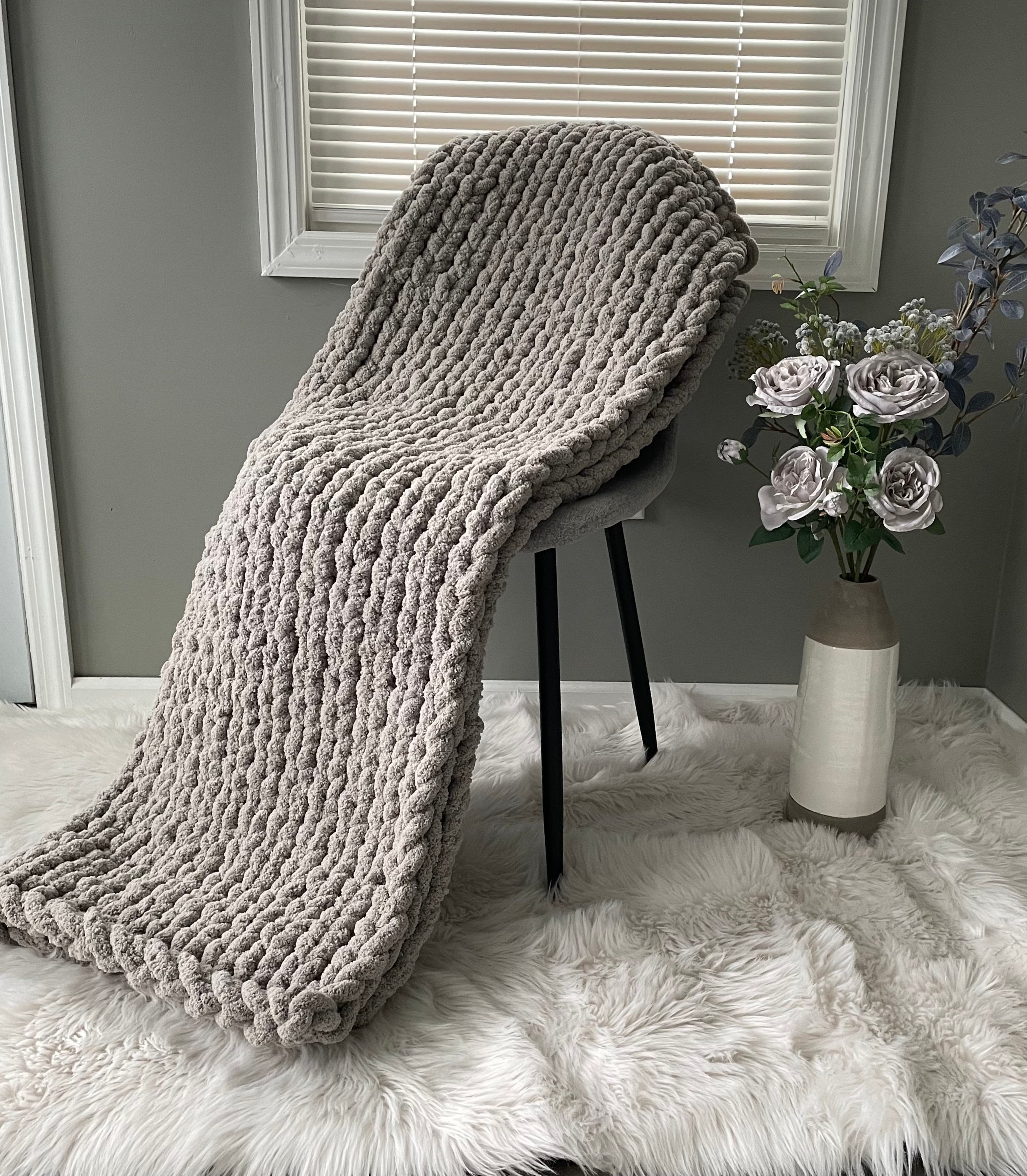Light Grey Blanket Chunky Blanket Etsy