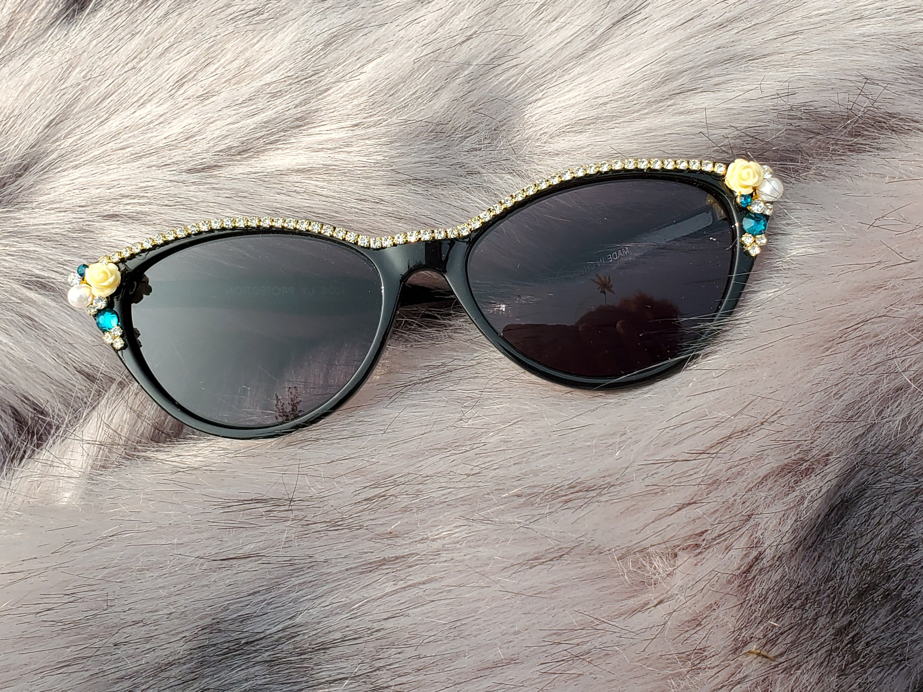 Cateye rhinestone sunglasses Etsy