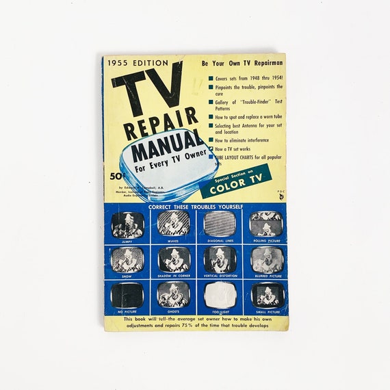 TV Repair Manual 1955 Edition Vintage Paperback Book Etsy