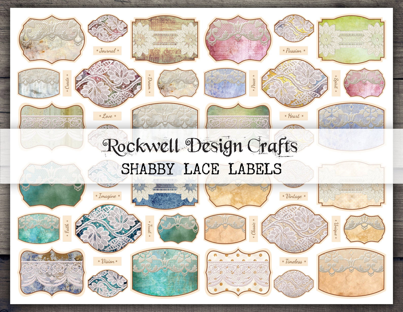 Shabby Lace Labels (JPG and PDF Printable Files) Junk Journal Ephemera ...