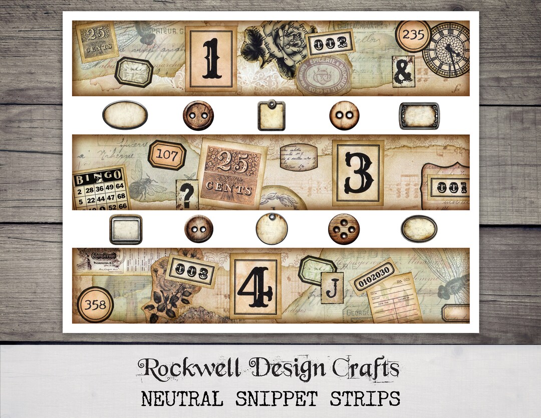 Neutral Snippet Strips (digital Printables for Junk Journaling ...