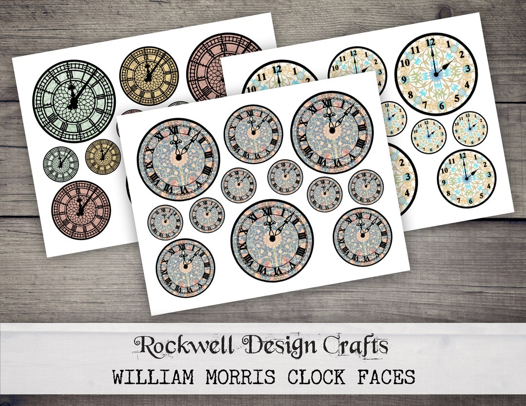 William Morris Clock Faces printables Vintage Junk Journal - Etsy