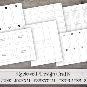 Junk Journal Essential Templates 2 (Printables) Ink Saver, Vintage Junk Journal, Ephemera, Elements, Paper Crafting Projects