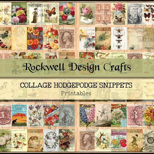 Collage Hodgepodge Snippets printables Junk Journal Pages - Etsy