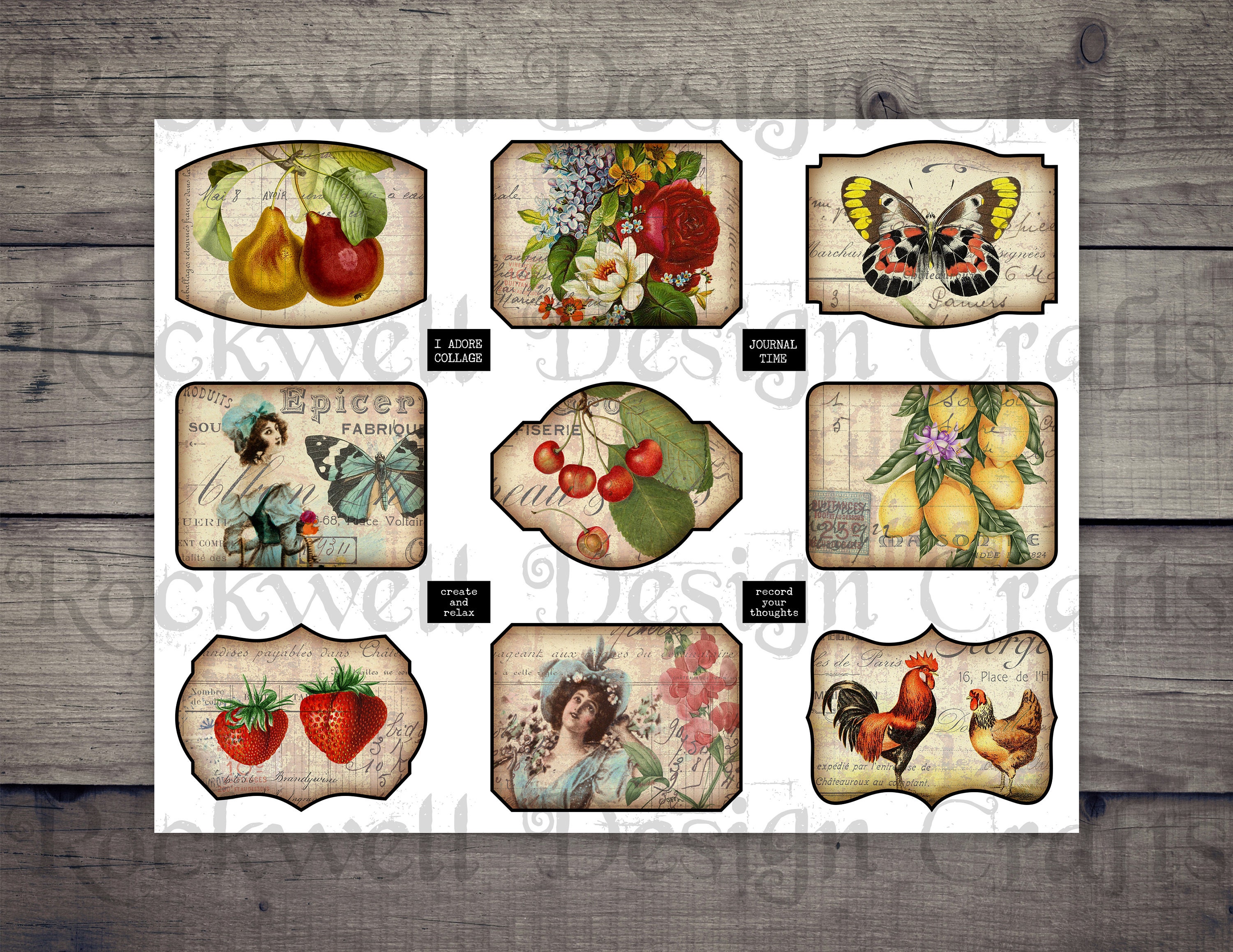 Vintage Collaged Labels digital Printables for Junk Journaling ...