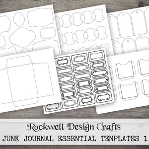 Junk Journal Essential Templates 1 (Printables) Ink Saver, Vintage Junk Journal, Ephemera, Elements, Paper Crafting Projects