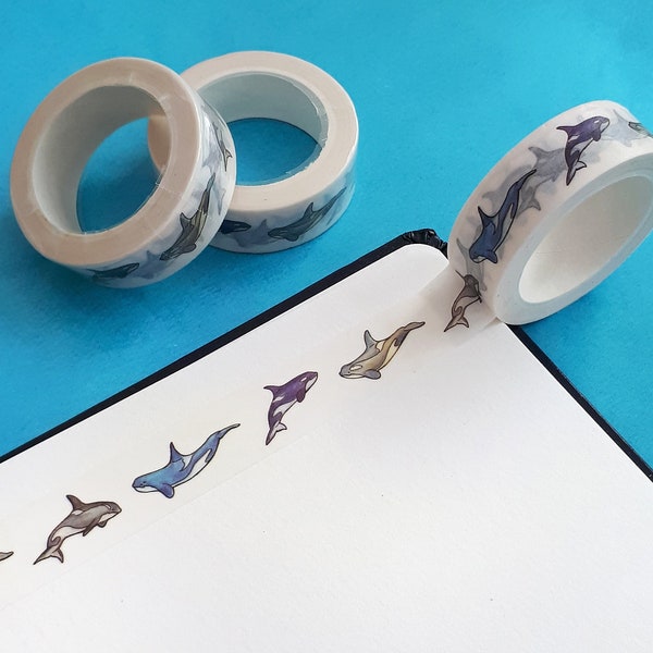 Orca Washi Tape, 10 metres, 1.5cm, Stationary, Planner