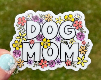 Floral Hund Mama Aufkleber, wasserdicht Vinyl Aufkleber