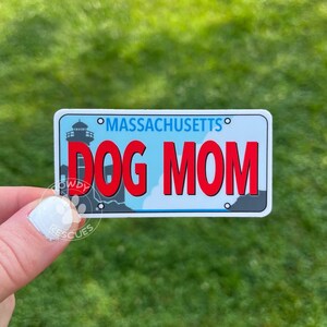 Dog Mom Stickers, Dog Mom Decal, Dog Mom Gifts, License Plate Stickers, License Plate Decals, Massachusetts License Plate Decal