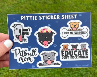 Pitbull Sticker Sheet, Pitbull Stickers, Pitbull Mom, Pittie Stickers, Dog Sticker Sheet, Pittie Mom Stickers, Water Proof Stickers