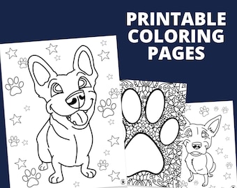 Rescue Dog Coloring Pages, Kids & Adults, Animal Line Art (Digital Download)