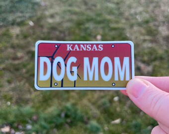 Dog Mom Stickers, Dog Mom Decal, Dog Mom Gifts, License Plate Stickers, License Plate Decals, Kansas License Plate Decal