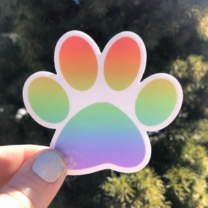 Paw Print Sticker, Dog Sticker, Rainbow Sticker