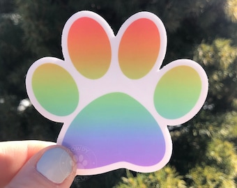 Rainbow Paw Print Sticker, Dog Lover Gift