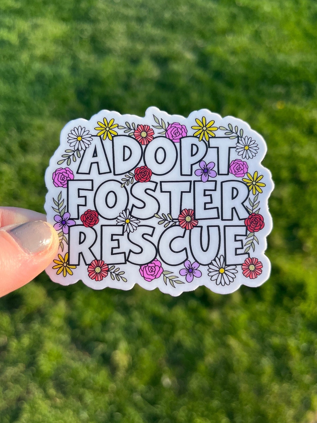 Adopt Foster Rescue Waterproof Sticker, Floral Dog Lover Gift - Etsy