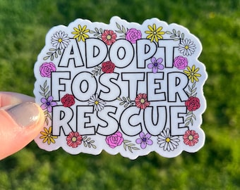 Adopt Foster Rettung wasserdichter Aufkleber, Blumenhundeliebhaber Geschenk