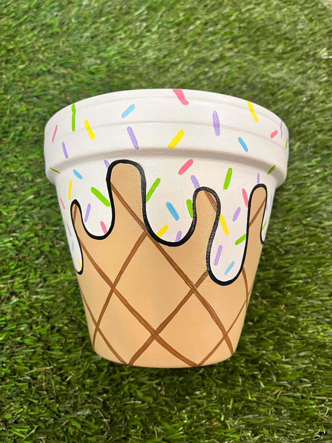 Ice Cream Flower Pot, Ice Cream Planter, Handpainted Pot, Custom Gift