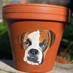 Pet Portrait Flower Pot | Dog Flower Pot | Cat Flower Pot | Hand Painted Pot | Pet Memorial Gift | Christmas Pet Gift | Pet Portrait Gift