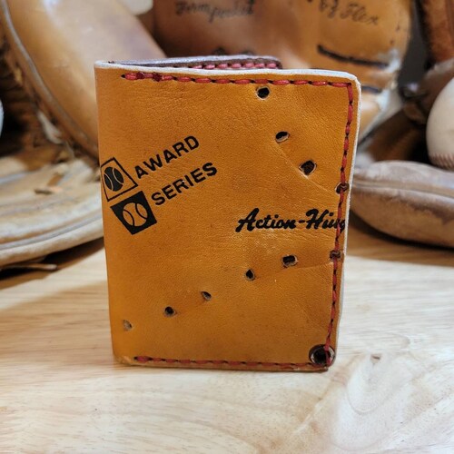 Handmade Repurposed Baseball Glove leather card wallet made shops in USA handcrafted edc unique men's present