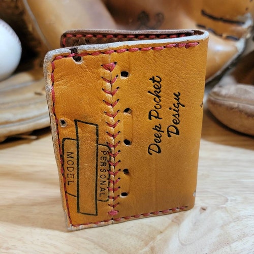 Handmade Repurposed Baseball Glove leather card wallet made shops in USA handcrafted edc unique men's present