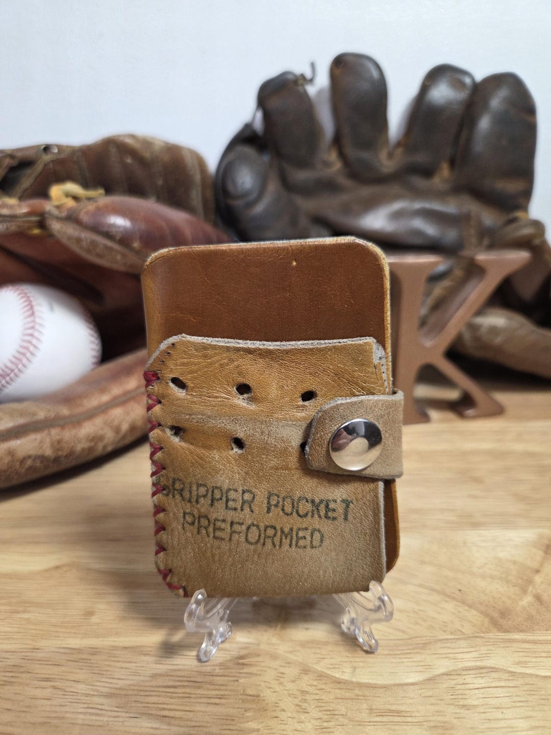 Handmade Repurposed Leather Baseball Glove Minimalist Wallet Slim ...