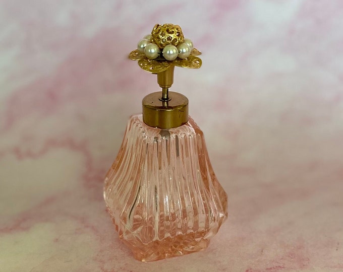 Vintage I.W. Rice Co., Irice Import Atomizer Pink Cut Glass Gold Ornate ...