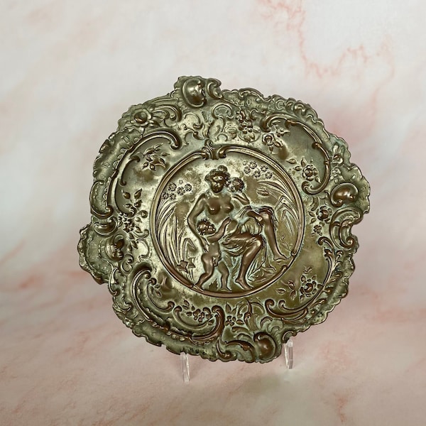 Vintage Repousse Embossed Metal Art Nouveau Calling Card, Desk, Vanity Tray