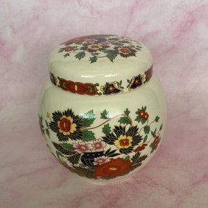 Vintage Sadler Ceramic Ginger Pot, Asian Floral Style, Made in England