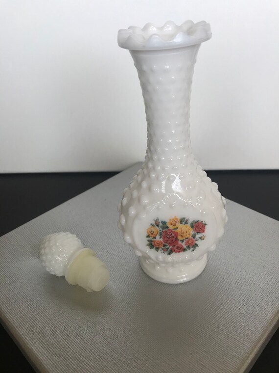 Vintage AVON Milk Glass Hobnail Decanter/Bud Vase Gem