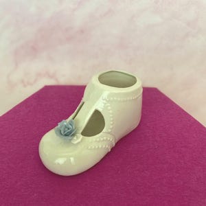 Vintage Hand Painted Porcelain Baby Shoe: Floral Keepsake Vase