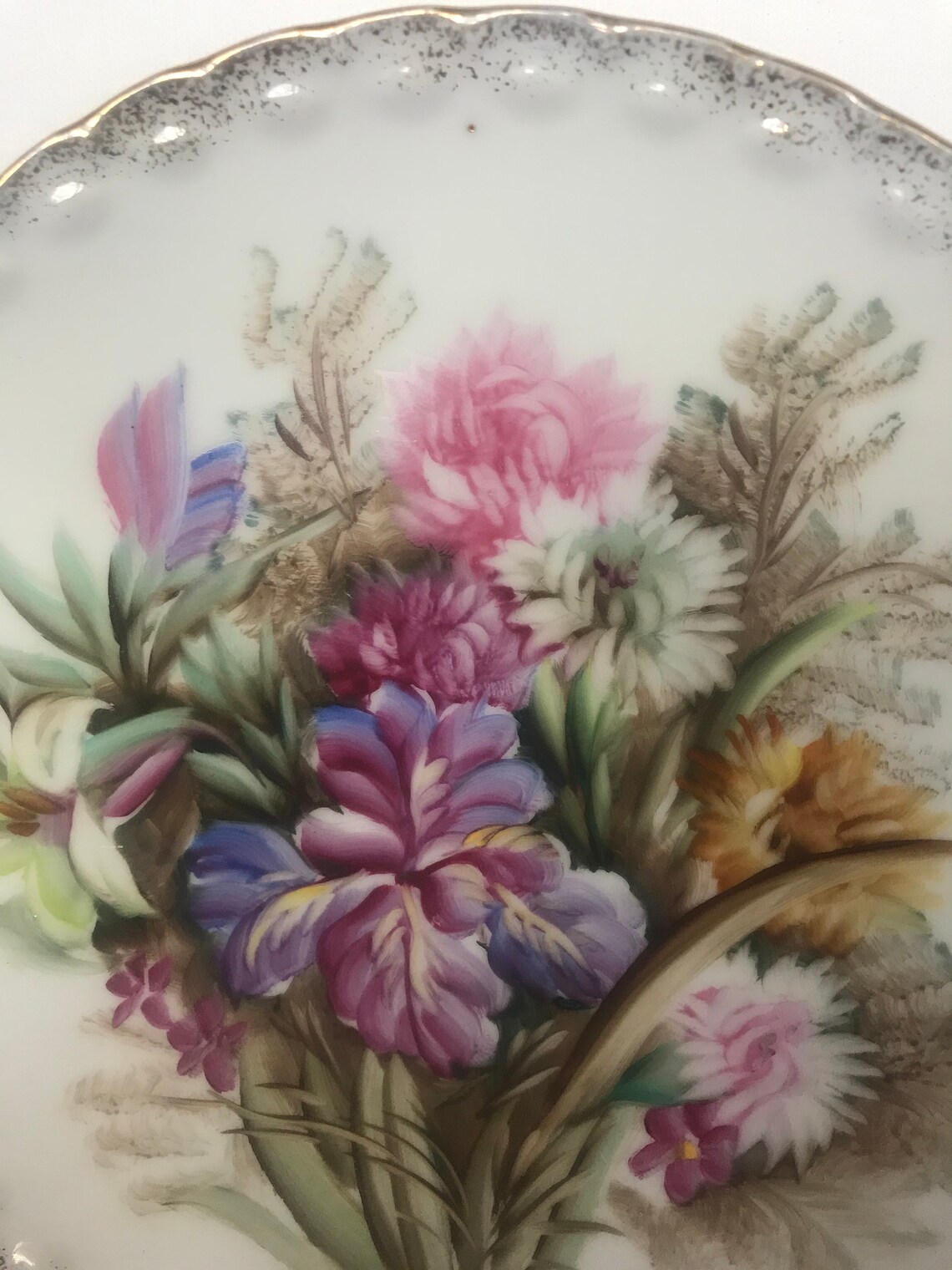 Vintage Floral Decorative Plate Pintado a mano por J. Mace | Etsy