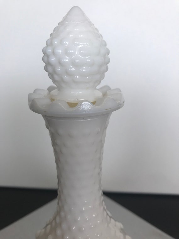 Vintage AVON Milk Glass Hobnail Decanter/Bud Vase Gem