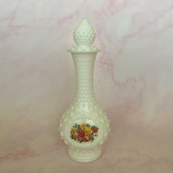 Vintage AVON Milk Glass Hobnail Decanter/Bud Vase Gem