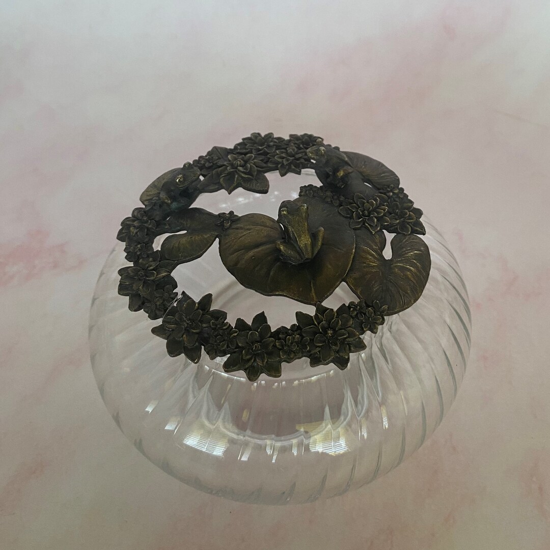 Vintage Rawcliffe Potpourri Jar Frogs on Lily Bronze Tone Etsy