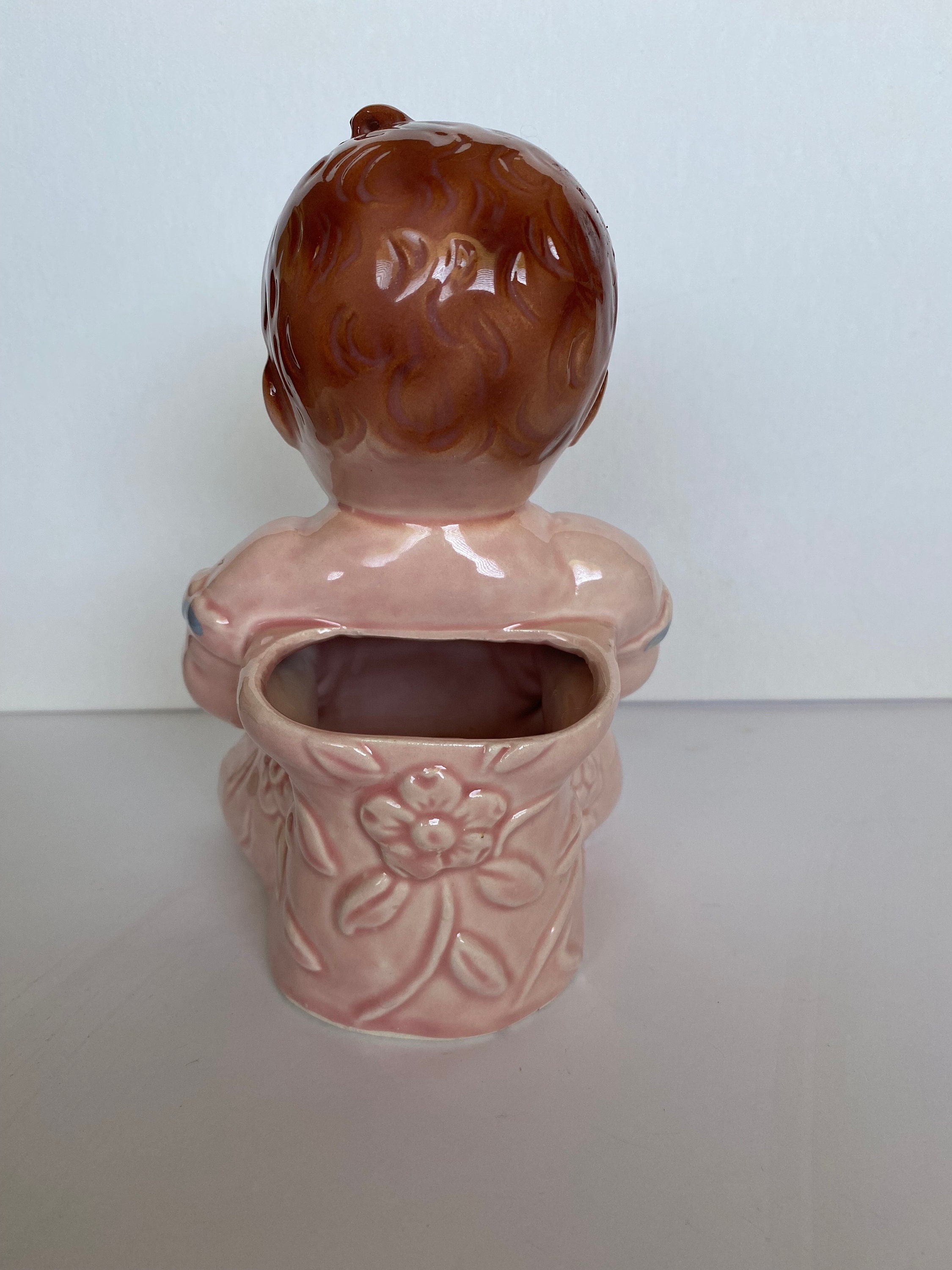 Vintage Baby Girl Glazed Ceramic Vase Planter MidCentury Etsy