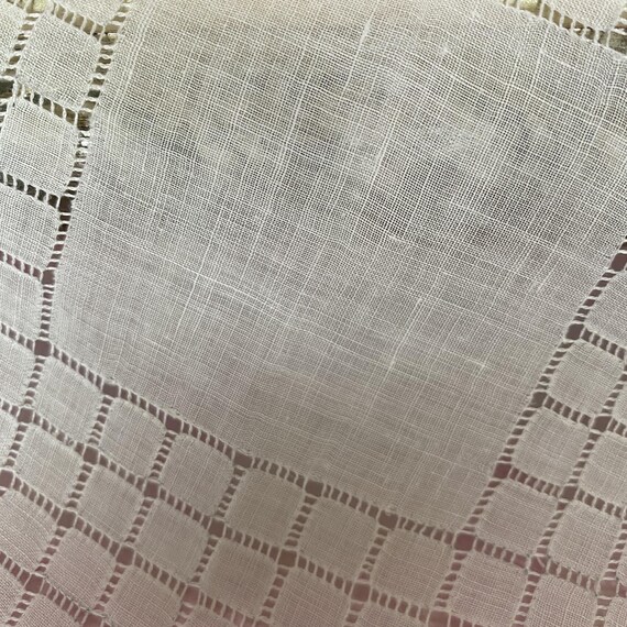 Vintage Ivory White Pulled Thread Embroidered Han… - image 7