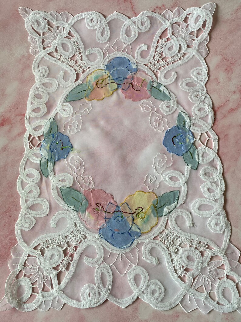Vintage Organza Battenburg Lace Trim Rectangular Placemats Etsy