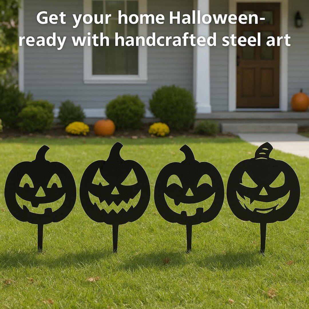 Handcrafted Steel Pumpkin Face Yard Stakes – Halloween Outdoor Decor - Etsy
