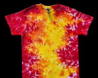 Red, Orange, and Yellow Tie Dye Shirt - Flame Inspired Gradient Tee, **ADULT SIZES* Hippie Trippy Fashion, Fire Star, Gift Idea for everyone