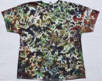 Camouflage Tie Dye T - shirt ADULT SIZES Camping, Hunting, Nature, Woodsy. Gift idea for him/her.